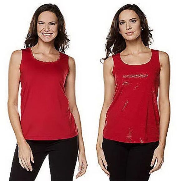 Susan Graver Womens 3X Set of 2 Tanks Tops Platinum Gray Sparkles Lace Trim NWT - Picture 3 of 5